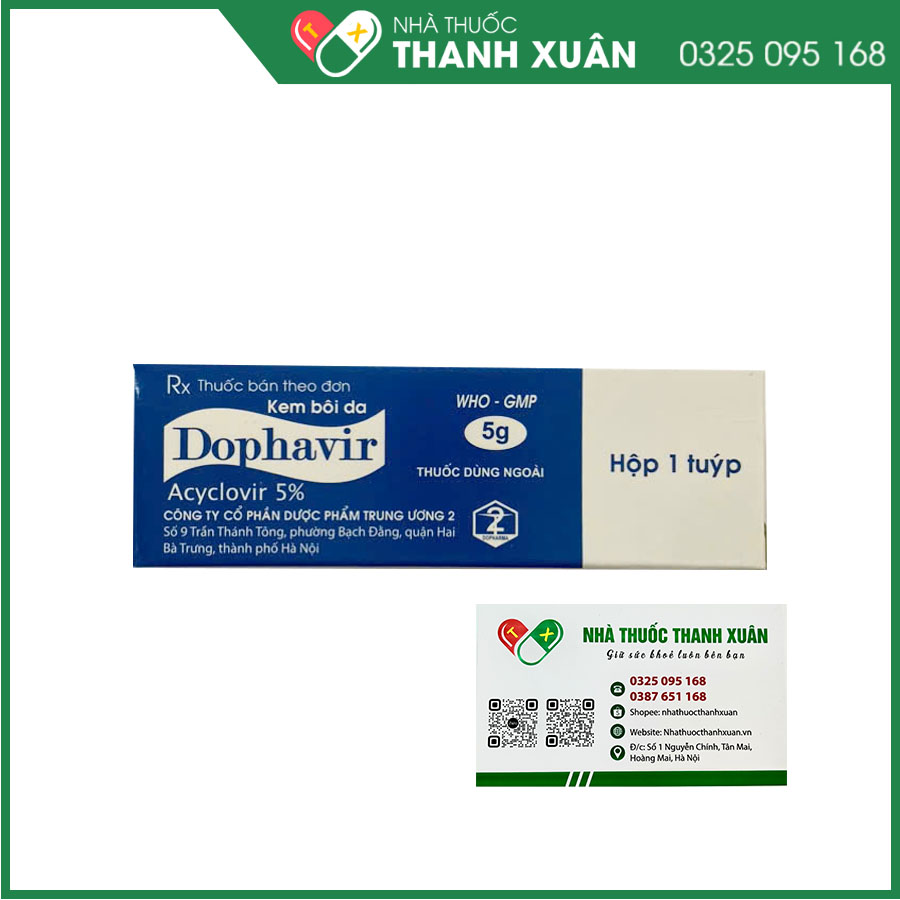 Dophavirđiều trị herpes (HSV) da mặt, môi